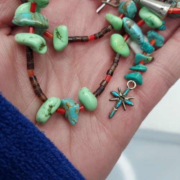 REAL vintage turquoise chunk 30"long lariat necklace - Picture 13 of 13